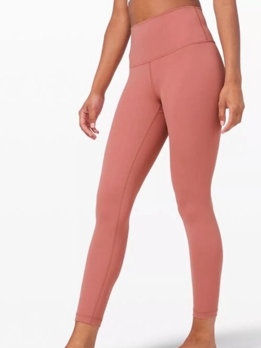 lululemon Wunder train rose pink high rise leggings 7/8 length